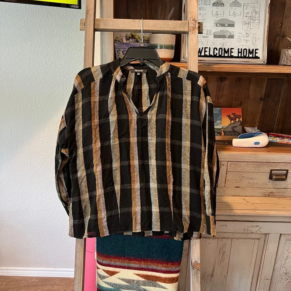 Madewell women’s high road popover shirt in Lessing plaid size XS